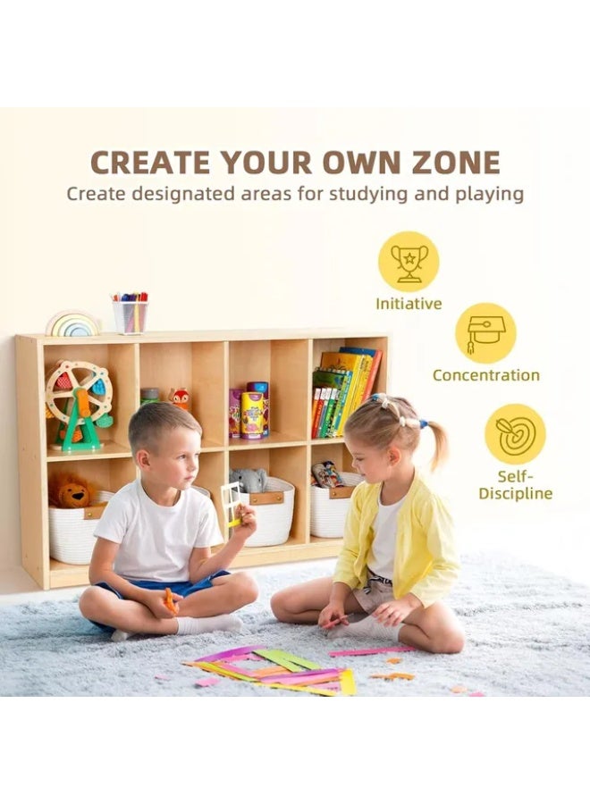 Tooky Toy 8 Compartments Wooden Storage Cubby - Brown - Image 3